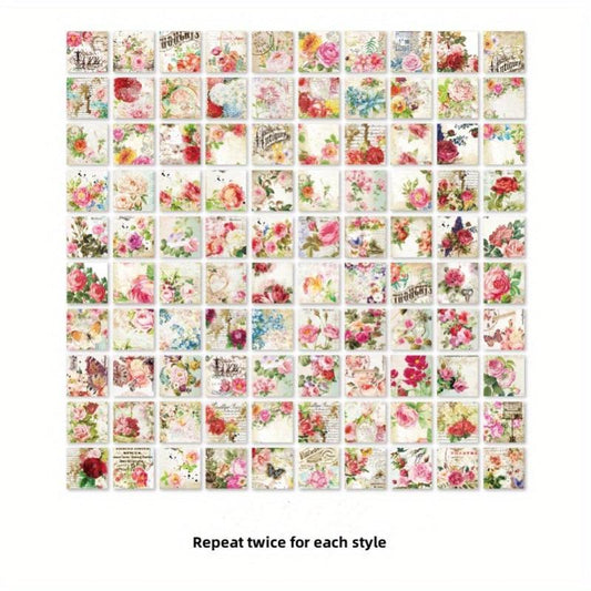 200pcs December Garden Series Retro Hand Ledger Decoration Collage Base Material