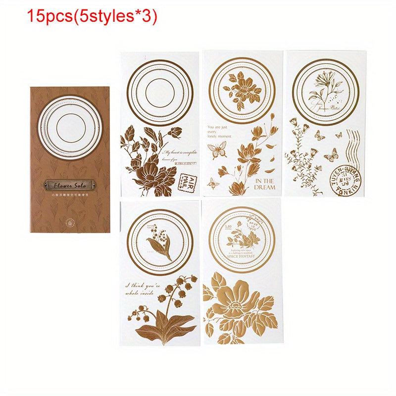 15 Sheets Flower And Plant Sticky Notes for Diary Decoration