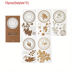15 Sheets Flower And Plant Sticky Notes for Diary Decoration