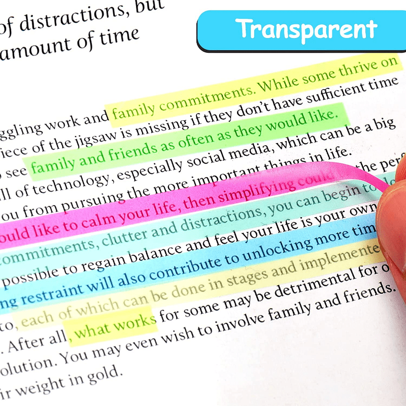 5 Roll 5 Colors Stickers Transparent Fluorescent Index Tabs Flags 5m Sticky Note