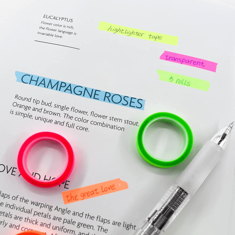 5 Roll 5 Colors Stickers Transparent Fluorescent Index Tabs Flags 5m Sticky Note