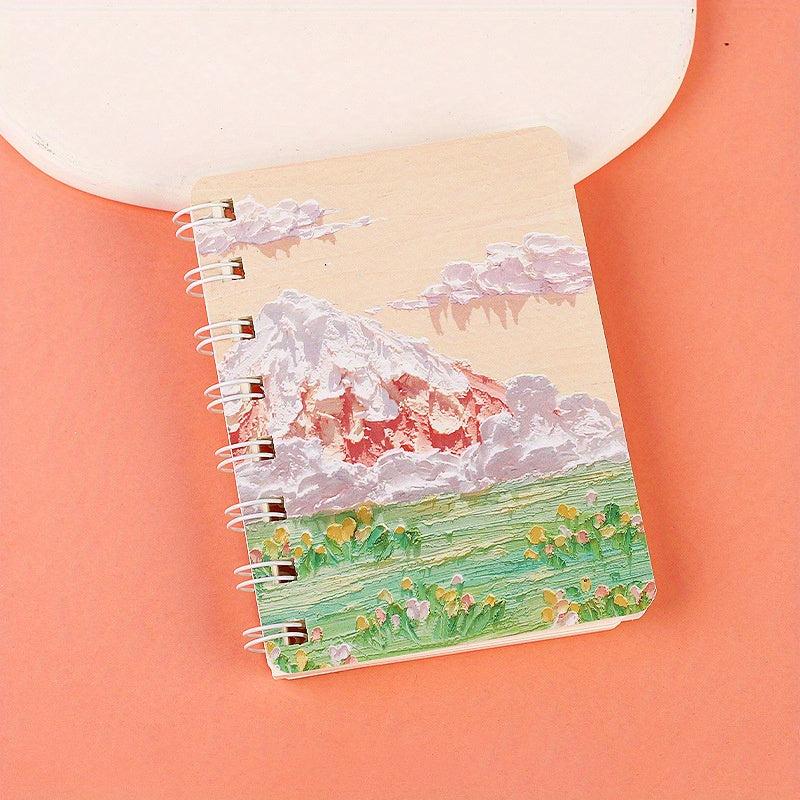 80pg Painting Landscape Coil Book A7 Mini Pocket Notepad Diary