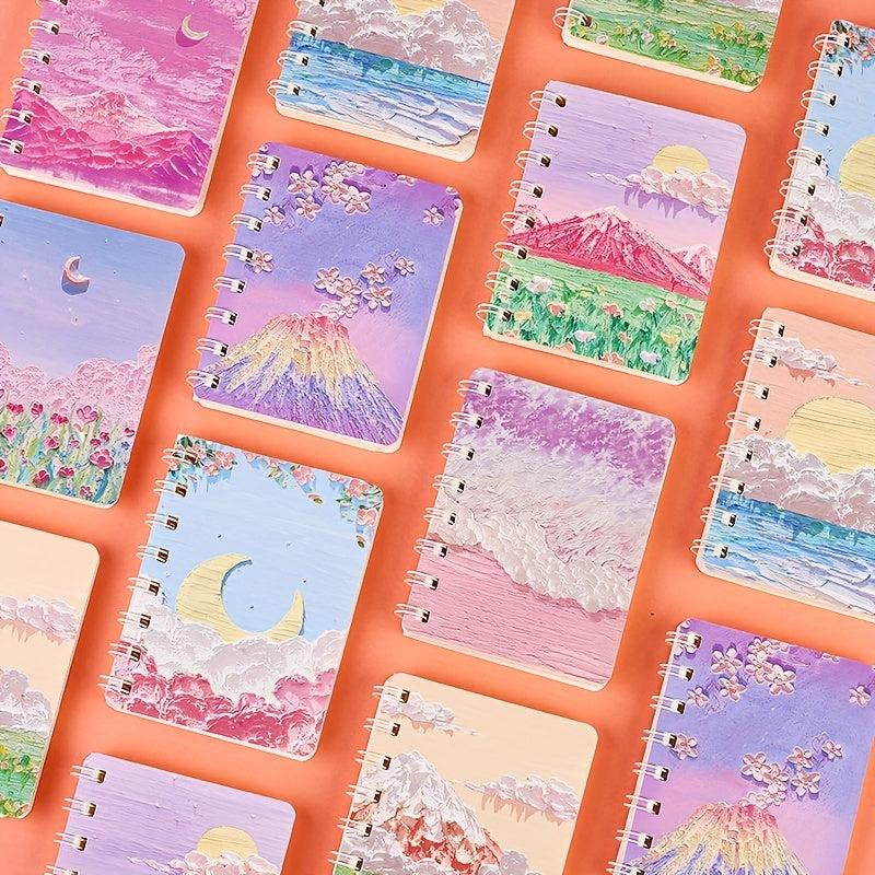 80pg Painting Landscape Coil Book A7 Mini Pocket Notepad Diary