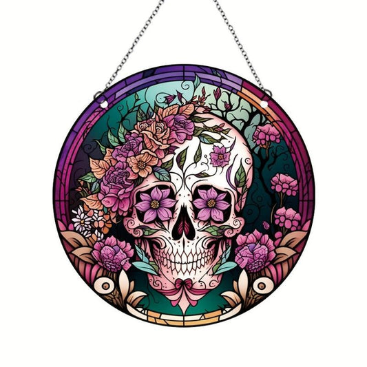 Halloween Acrylic Window Hanging Mexican Skull Painted Decorations