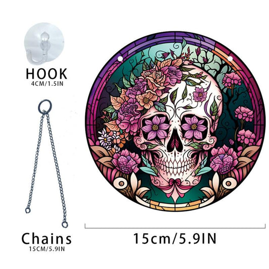 Halloween Acrylic Window Hanging Mexican Skull Painted Decorations