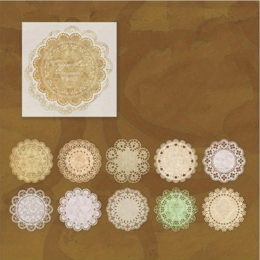 10pcs Vintage Coffee Dyed Lace Collage DIY Decoration