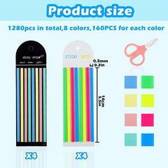 1280pcs Waterproof Highlighter Sticky Page Markers Tabs for Office School Study