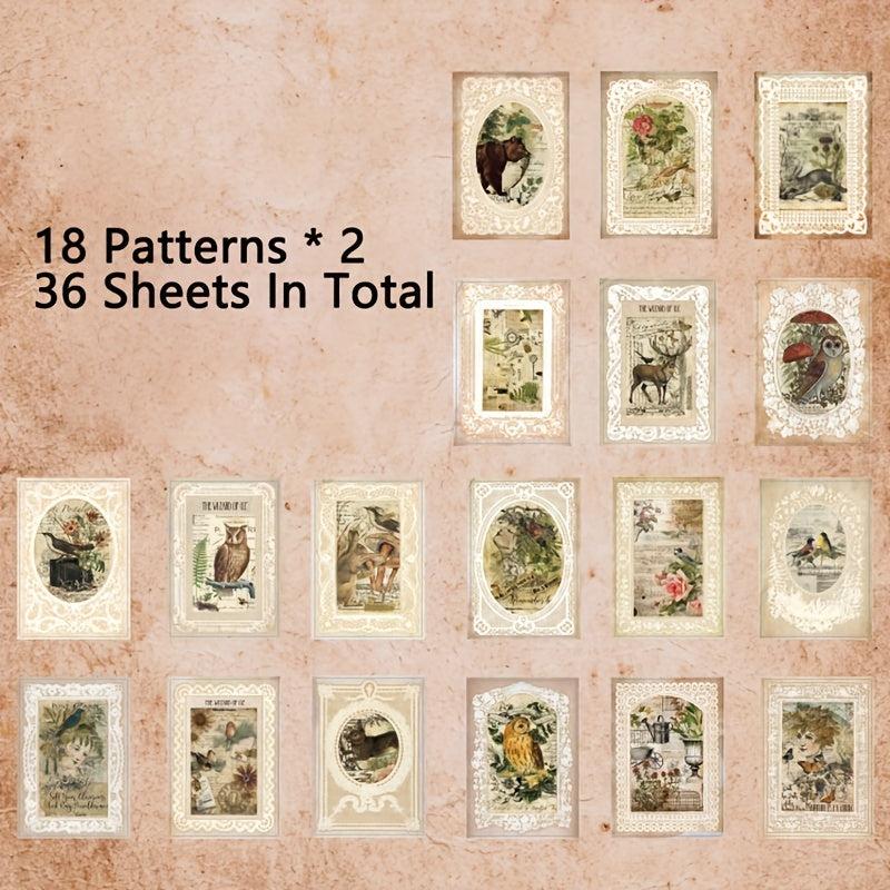 36 Lace Flower Themed Decorative Papers for Scrapbooking, Bullet Journals