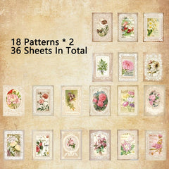 36 Lace Flower Themed Decorative Papers for Scrapbooking, Bullet Journals