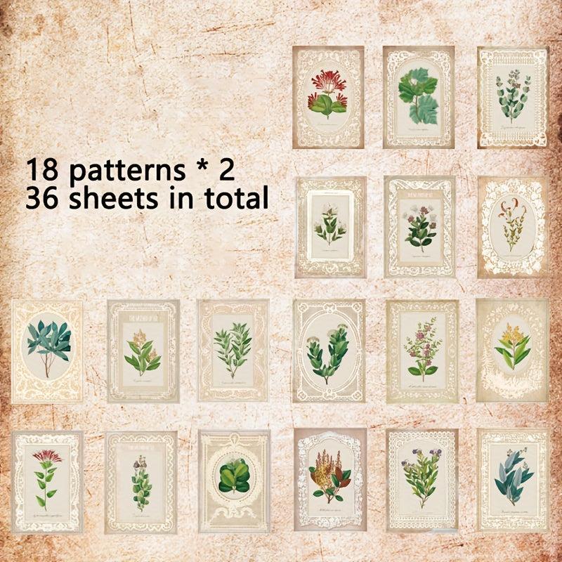 36 Lace Flower Themed Decorative Papers for Scrapbooking, Bullet Journals