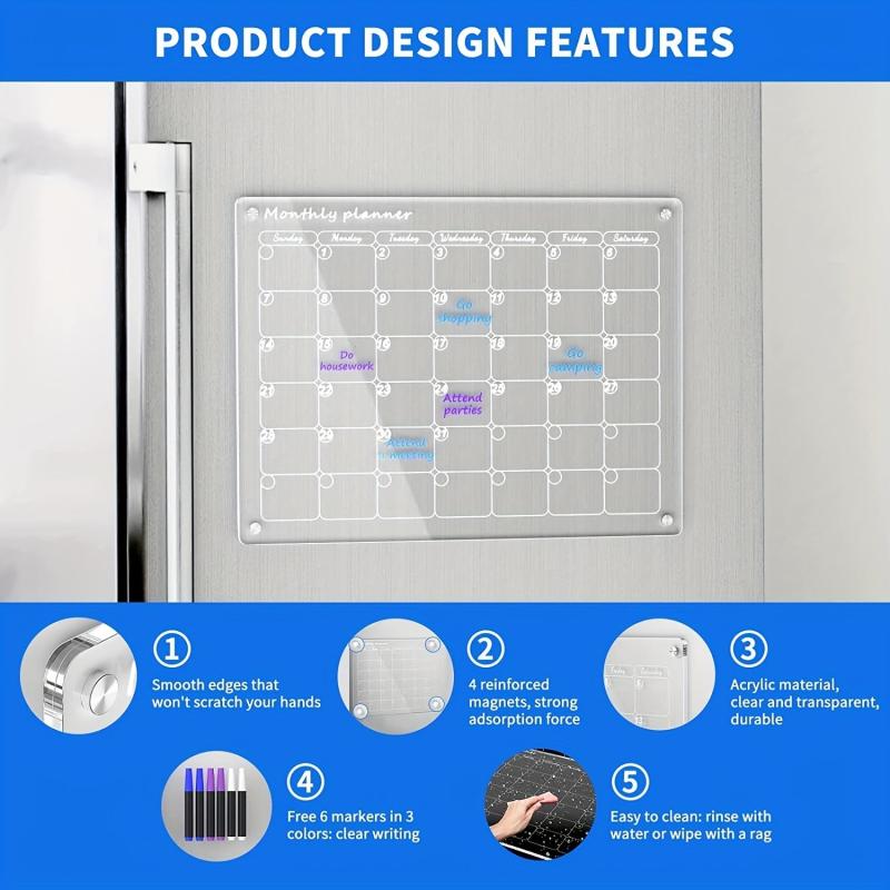 2pcs Acrylic Magnetic Calendar Sets for Fridge