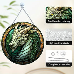 Acrylic Green Dragon Decorative Painting Round Plate
