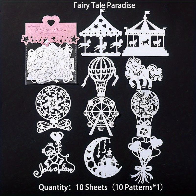 10 Sheets Vintage Hollow Out Lace Scrapbook Paper Card Non Sticky