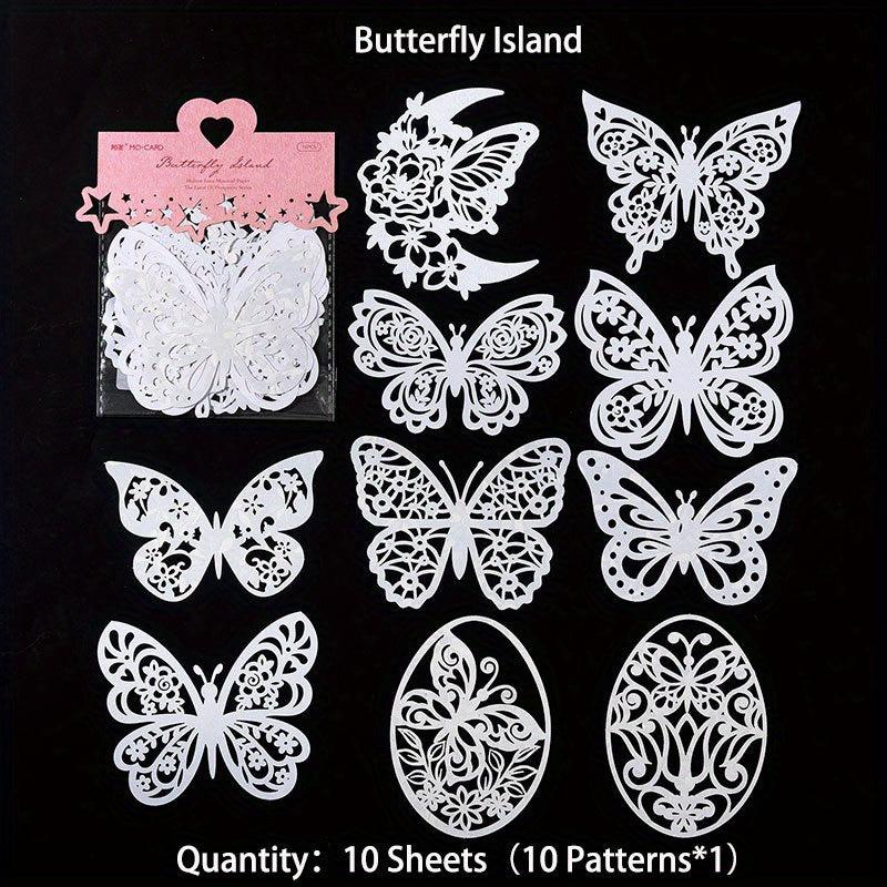 10 Sheets Vintage Hollow Out Lace Scrapbook Paper Card Non Sticky
