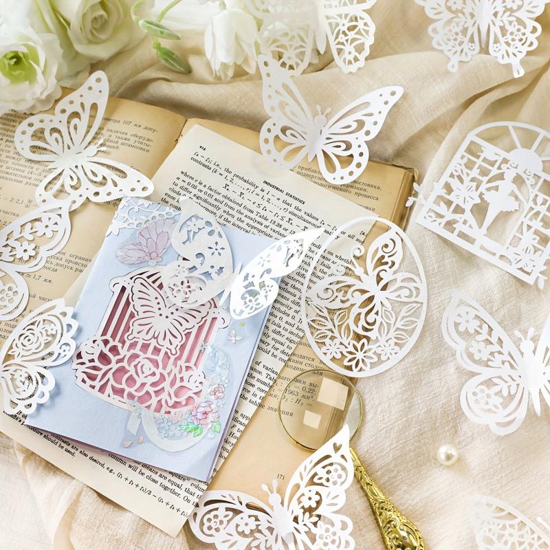 10 Sheets Vintage Hollow Out Lace Scrapbook Paper Card Non Sticky