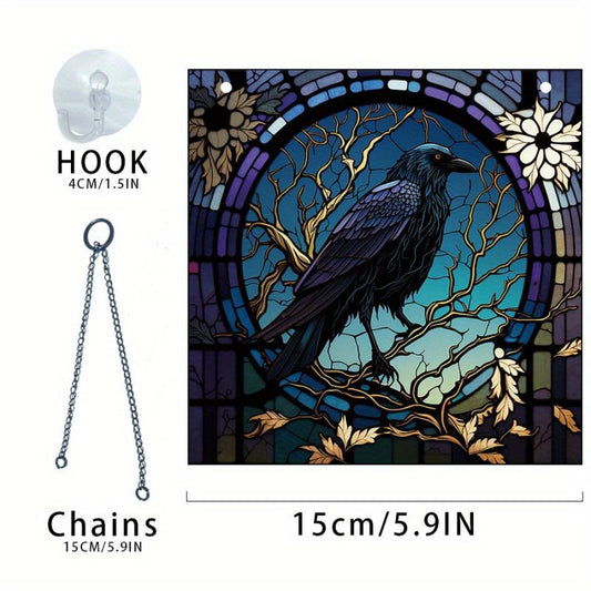 Halloween Acrylic Scary Window Hangings with Crow Design