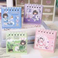 Cartoon Girl Mini Desktop Calendar - Small Rice Grains Series