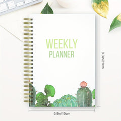Spiral A5 Planner Notebook 53 Weeks Cactus