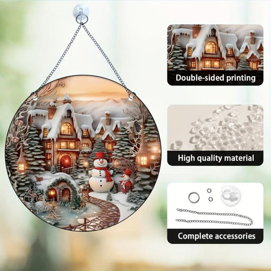 Acrylic Christmas Model Home Window Wall Decoration Vintage Hanging Window Decor
