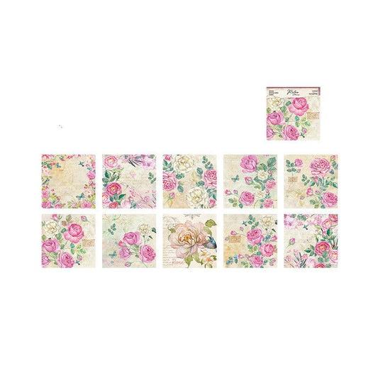 50pcs Vintage Flowers Retro Background Paper Cards Decorative L