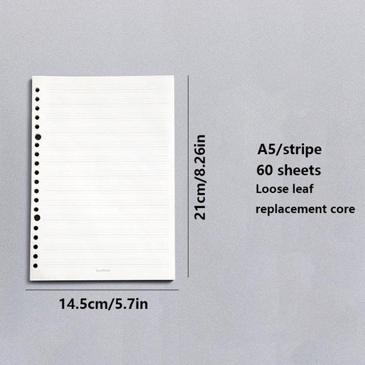 A5 Loose Leaf Paper Blank Horizontal Line Refill