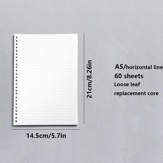 A5 Loose Leaf Paper Blank Horizontal Line Refill
