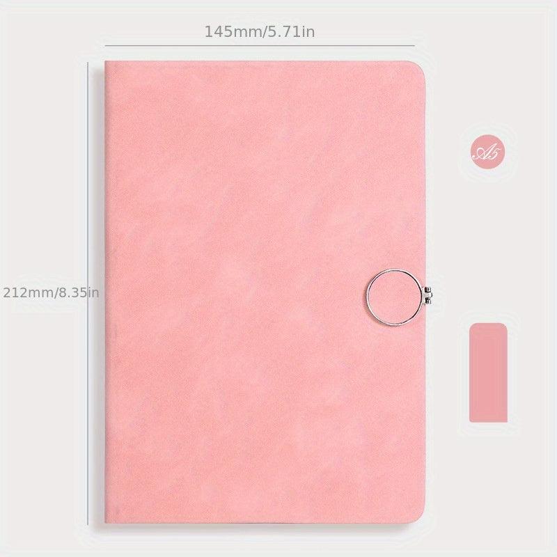 A5 Cowhide Notebook with Buckle, Business Office Journal