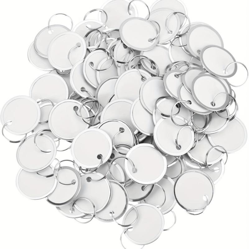 50pcs 1.57'' Metal Key Tags Round Paper Tags w/ Split Rings 40mm