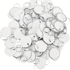 50pcs 1.57'' Metal Key Tags Round Paper Tags w/ Split Rings 40mm