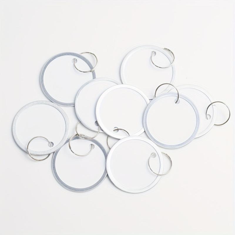 50pcs 1.57'' Metal Key Tags Round Paper Tags w/ Split Rings 40mm