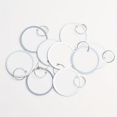50pcs 1.57'' Metal Key Tags Round Paper Tags w/ Split Rings 40mm