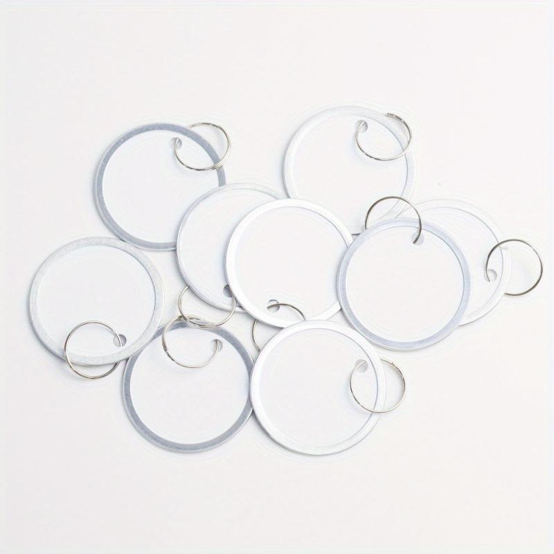 50pcs 1.57'' Metal Key Tags Round Paper Tags w/ Split Rings 40mm