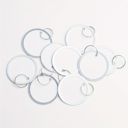 50pcs 1.57'' Metal Key Tags Round Paper Tags w/ Split Rings 40mm