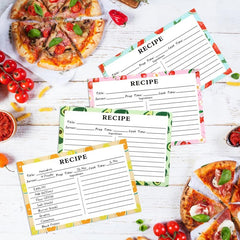 72pcs Double Sided Recipe Cards 4x6, Fruit Pattern