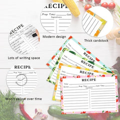 72pcs Double Sided Recipe Cards 4x6, Fruit Pattern