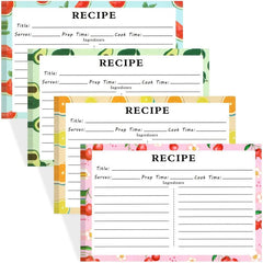 72pcs Double Sided Recipe Cards 4x6, Fruit Pattern