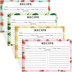 72pcs Double Sided Recipe Cards 4x6, Fruit Pattern