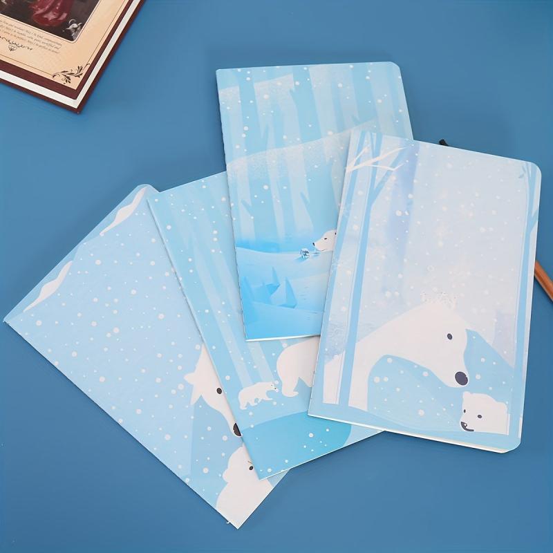 Polar Bear Stripe Car Line Notebook Set of 4