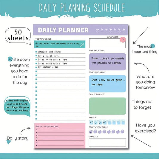 Self-Discipline Memo Pad - Daily Weekly Monthly Tearable Schedule