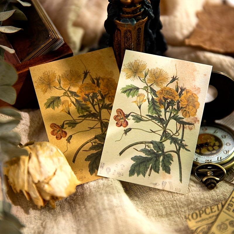 100 Sheets Vintage Scrapbook Papers Literary Plant Flowers Note Paper