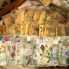 100 Sheets Vintage Scrapbook Papers Literary Plant Flowers Note Paper