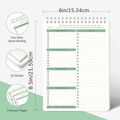 Daily To Do List Notepad - Spiral Bound Daily Planner 52 Sheets