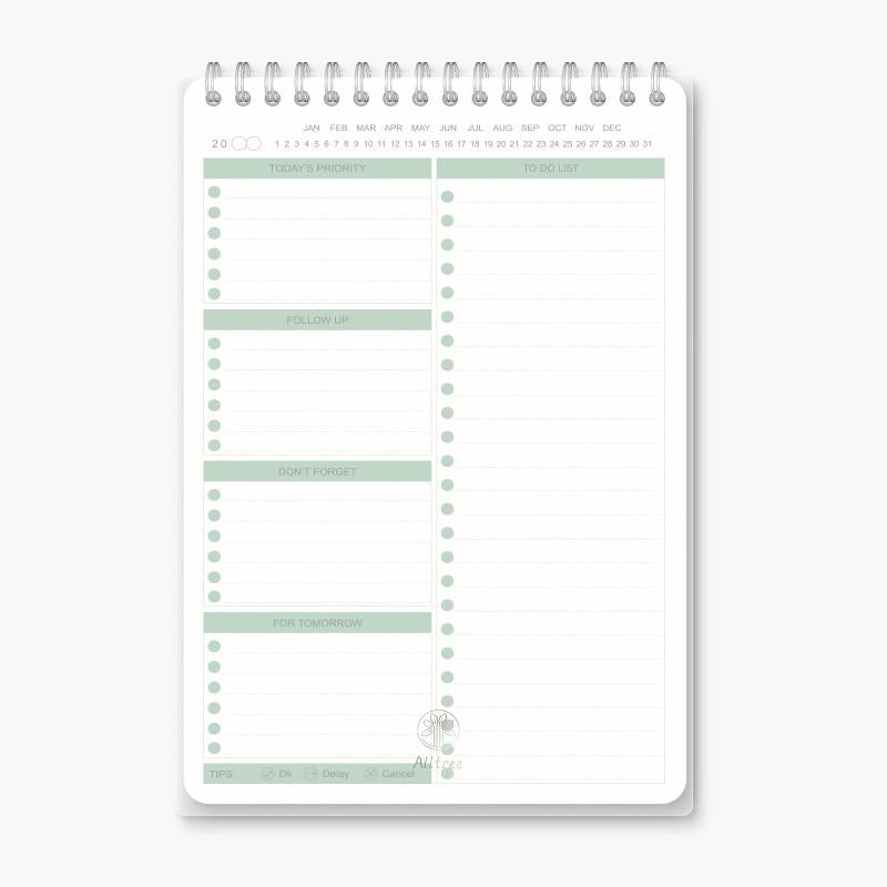 Daily To Do List Notepad - Spiral Bound Daily Planner 52 Sheets