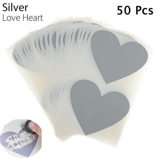 50 Pcs Golden Love Pentagram Scratch Card Wedding Message Card DIY Postcard