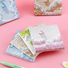 Small Fresh Painting Sticky Note Tearable Sticker Message Note