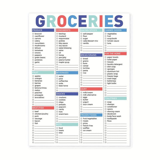 Magnetic Grocery List Pad 52 Sheets 100gsm