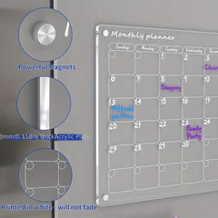 2pcs Acrylic Magnetic Calendar For Fridge Monthly And Weekly Planning