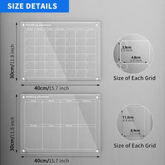 2pcs Acrylic Magnetic Calendar For Fridge Monthly And Weekly Planning