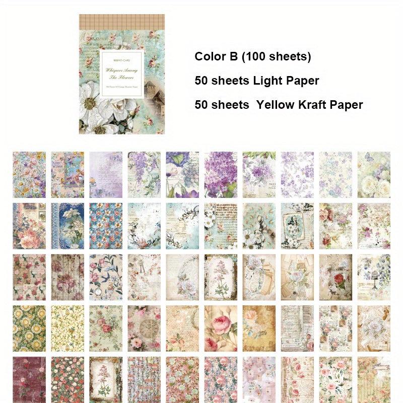 100 Sheets Vintage Scrapbook Paper for Journaling