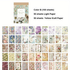100 Sheets Vintage Scrapbook Paper for Journaling